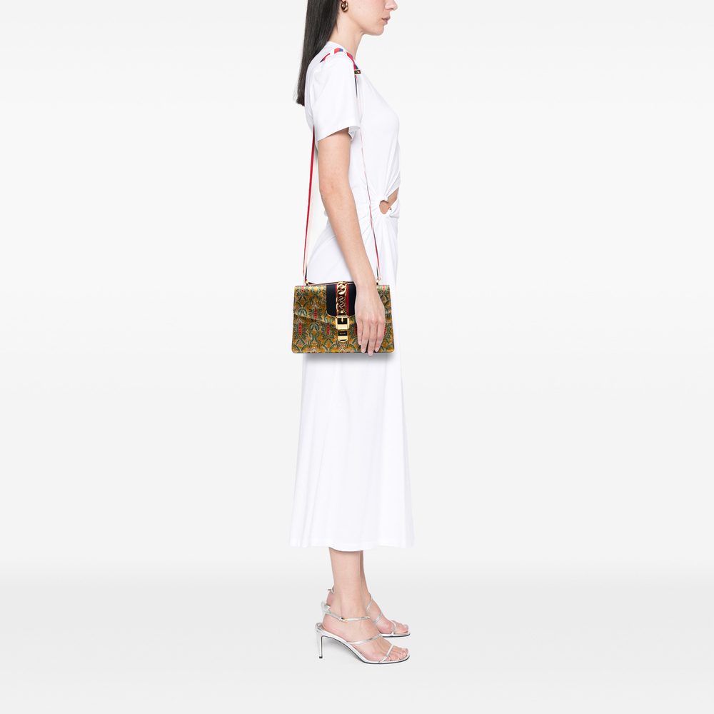 Pre-Loved Gucci Small Canvas Brocade Sylvie Satchel - Picture 11 of 11